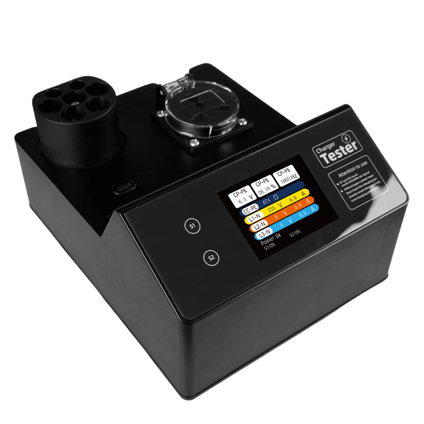 EVqiaoyi Portable Type 2 EV Charger Tester IEC 62196 with Resistive Load Function for Charging Pile Installation Testing