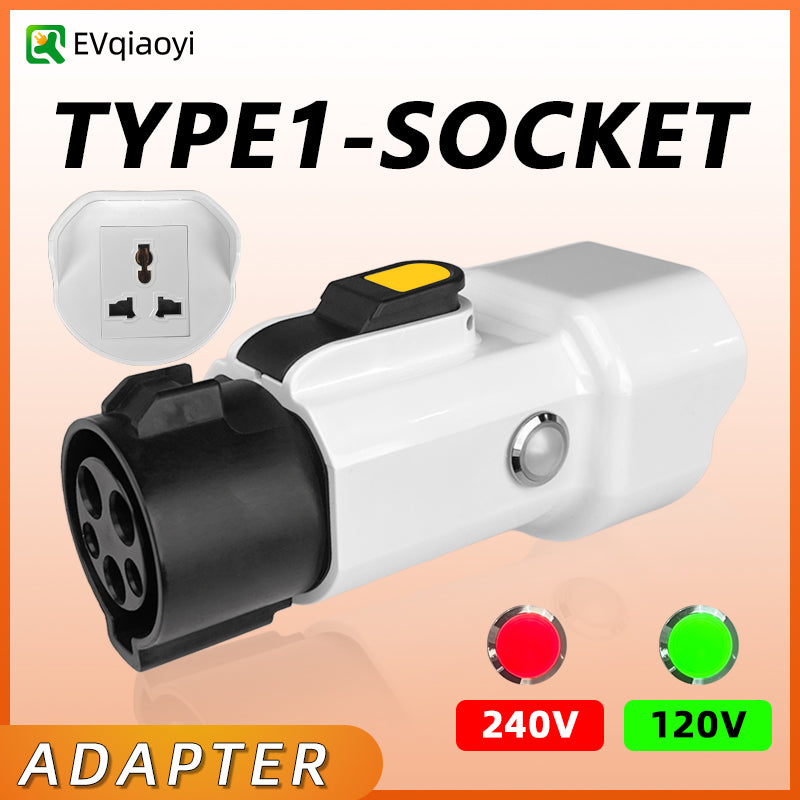 Portable SAE J1772 Male Plug to 220V Universal schuko socket(NEMA 5-15 5-20 6-20 EU UK )Type 1 for EV Charging Station Adapter