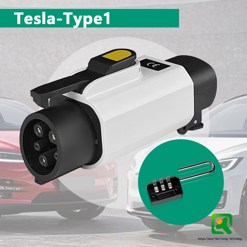NACS to Type1 Lockable Fast Charging EV Charger Adapter AC 250V 12.5kw 50A Adapter for SAE J1772 EVs