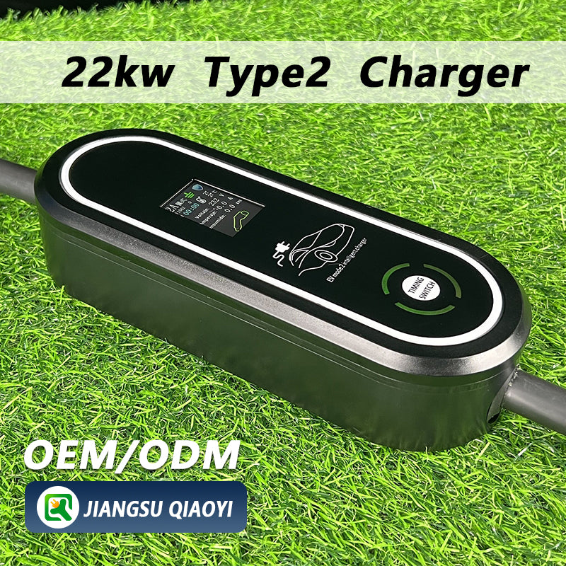 Type2 22kw 380V 32A AC Portable EV Charger with Screen Output Charging Station New Electric Vehicle Charger