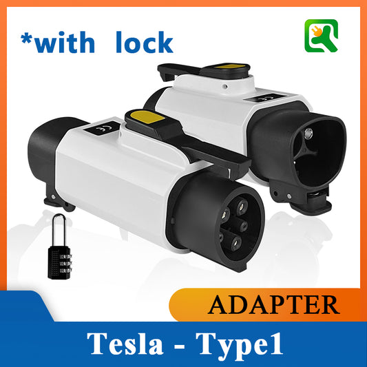 NACS to Type1 Lockable Fast Charging EV Charger Adapter AC 250V 12.5kw 50A Adapter for SAE J1772 EVs