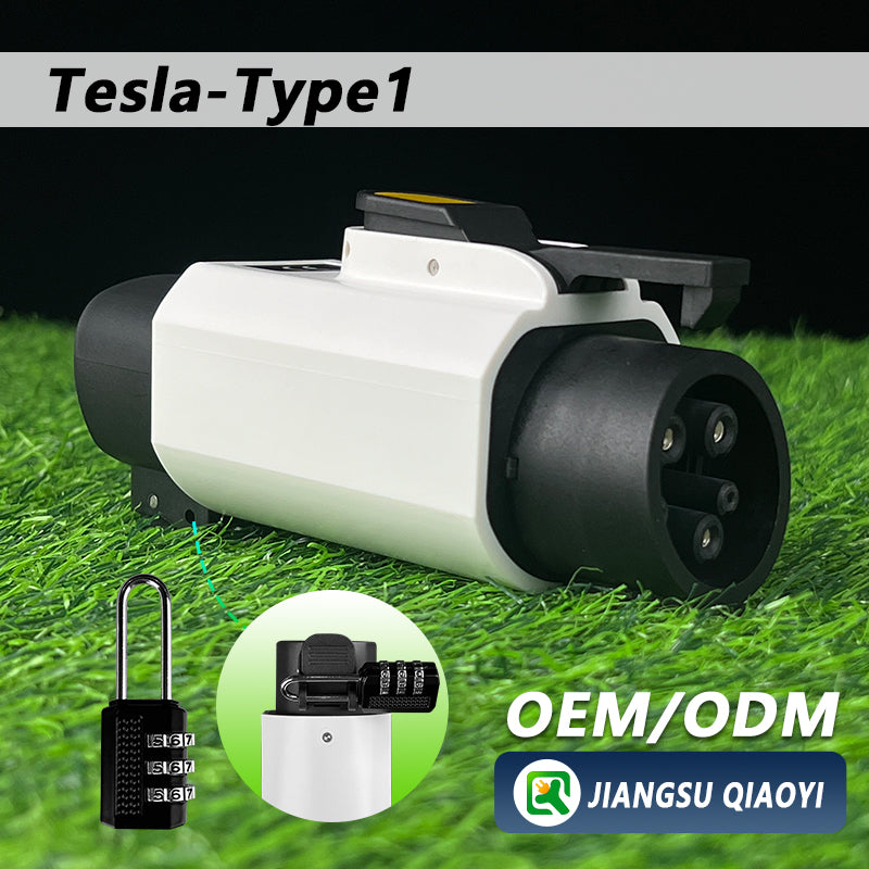 NACS to Type1 Lockable Fast Charging EV Charger Adapter AC 250V 12.5kw 50A Adapter for SAE J1772 EVs