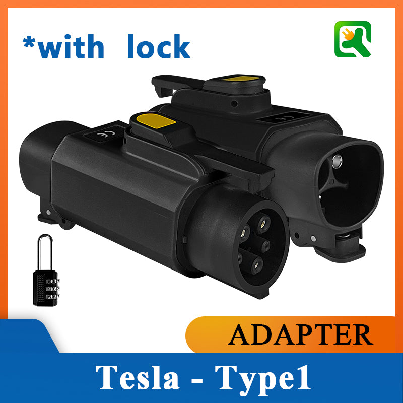 NACS to Type1 Lockable Fast Charging EV Charger Adapter AC 250V 12.5kw 50A Adapter for SAE J1772 EVs