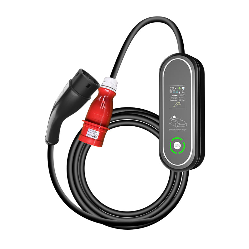 Type2 22kw 380V 32A AC Portable EV Charger with Screen Output Charging Station New Electric Vehicle Charger