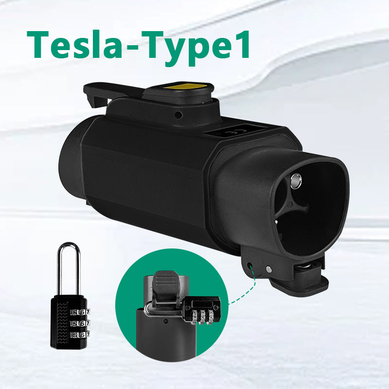 NACS to Type1 Lockable Fast Charging EV Charger Adapter AC 250V 12.5kw 50A Adapter for SAE J1772 EVs