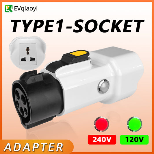 Portable SAE J1772 Male Plug to 220V Universal schuko socket（NEMA 5-15 5-20 6-20 EU UK ）Type 1 for EV Charging Station Adapter