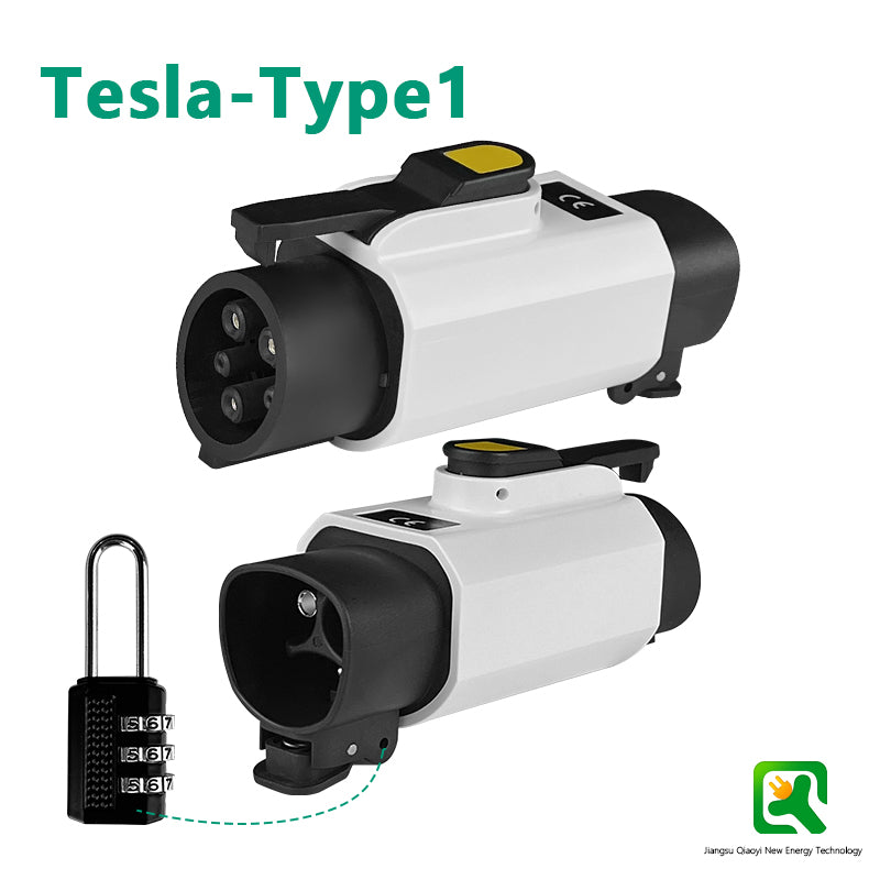 NACS to Type1 Lockable Fast Charging EV Charger Adapter AC 250V 12.5kw 50A Adapter for SAE J1772 EVs
